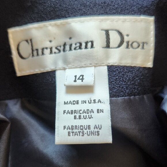 Dior strong shoulder fitted pure wool midnight blue jacket/blazer Sz 14 - Picture 8 of 10
